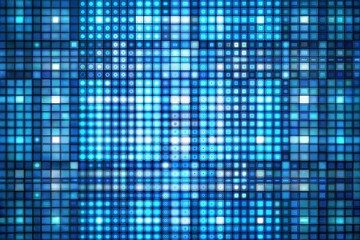 Canvas Print - Abstract blue background with glowing grid of lights