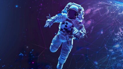 Wall Mural - Digital_technology_blue_and_purple_space_astronau