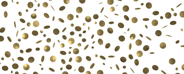 Wall Mural - Golden confetti falling down isolated on transparent background.