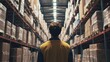 © MAGNIFIER - Staff member ensuring the accuracy of stock levels in a high-ceiling warehouse