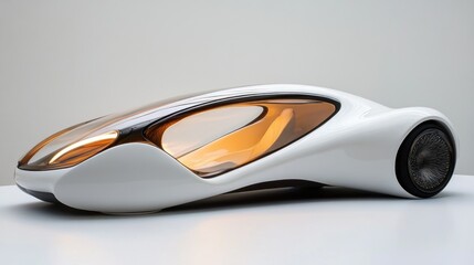 Poster - Futuristic White Concept Car with Open Canopy and Single Seat