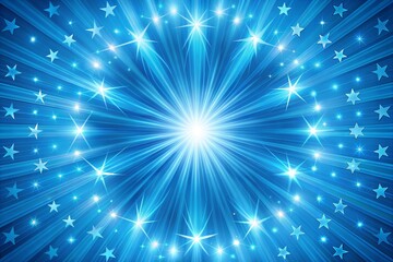 Wall Mural - abstract blue background with stars and light bursts