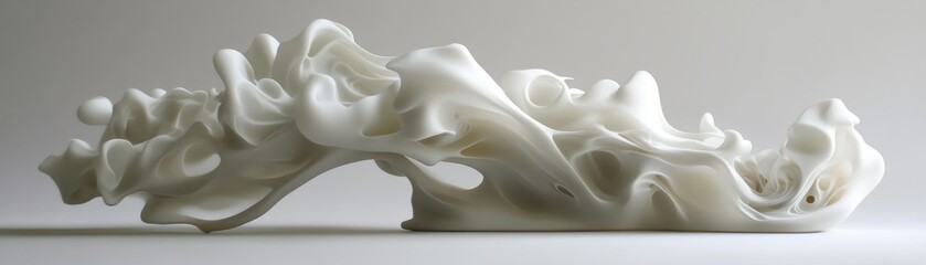 Poster - Abstract White Sculpted Form with Organic Shapes