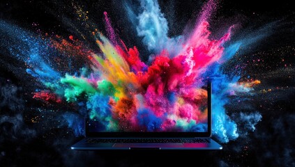 Wall Mural - Laptop Explosion of Colors