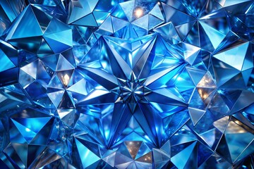 Wall Mural - Blue crystal close-up with starburst pattern