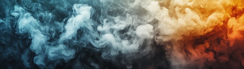 Wall Mural - Abstract Swirling Smoke in Blue, White, and Orange Hues