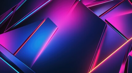 Photo of geometric shapes in bold neon colors, with sharp lines and glowing edges, layered to create a dynamic and futuristic design perfect for modern technology branding