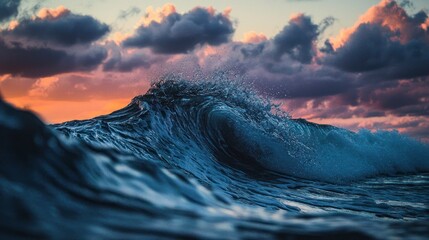 Sticker - Splashes of water on the background of a beautiful sunset on the sea