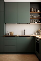 Poster - Interior of modern kitchen. Green color.