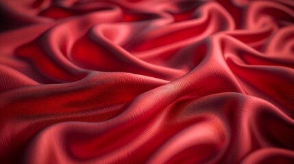 High-quality image of elegant deep red draped satin with glittering details, showcasing luxury and texture.