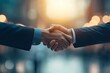 © Fathor - Businessmen making handshake with partner, greeting, dealing, merger and acquisition, business cooperation concept, joint venture, copy space for business, generative ai