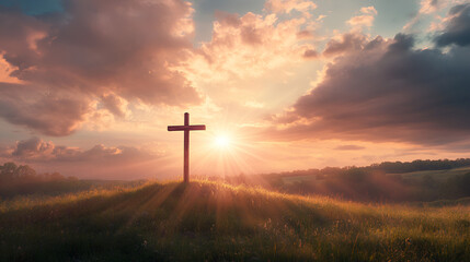 image of cross with sun rays in the background