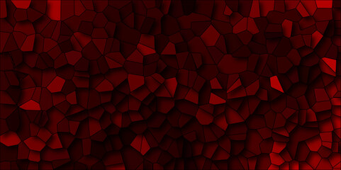 Wall Mural - dark red and black broken stained glass background with black lines. voronoi diagram background. sea