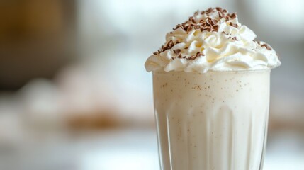 Wall Mural - A creamy milkshake topped with whipped cream and chocolate shavings in a glass.