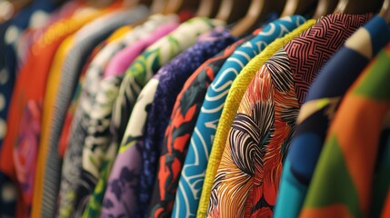 Diverse and Vibrant Clothing Selections Displayed in a Retail Store