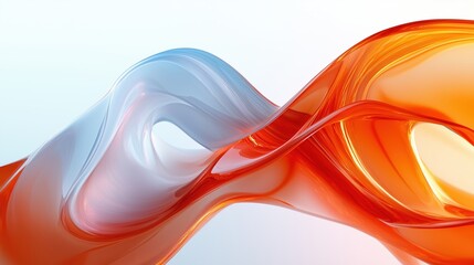 Dynamic Abstract Orange Curved Shape with White Background for Motion Graphics Animation, Designed with Octane Render Engine to Convey Elegance, Speed, and Energy in a Fluid Minimalist Style