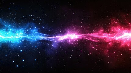 Wall Mural - abstract background, blue and magenta and white shine, black background