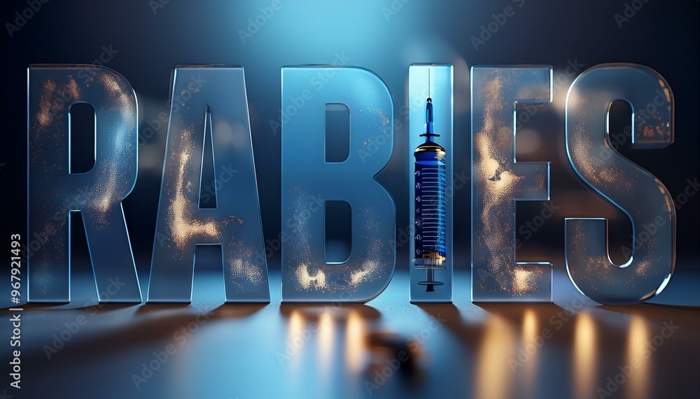 Rabies Lettering A creative representation of rabies featuring a syringe in the letter ...