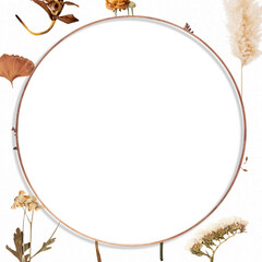 Poster - Round dried flower frame png in earth tone