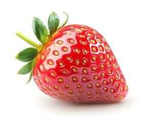 Fresh, ripe strawberry on a white background.