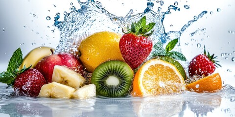 Wall Mural - Fruit Splash: A Refreshing Symphony of Colors