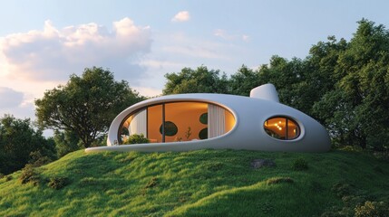 Sticker - Futuristic Dome House on a Hill