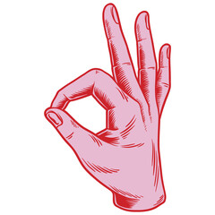 Wall Mural - pink okay hand sign language design element