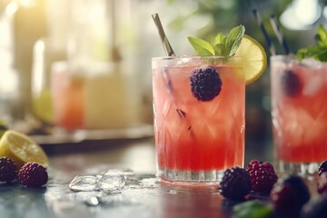 Canvas Print - Glass Fruity Drink Close Up