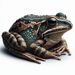 whole view of a frog on white background , view from above.