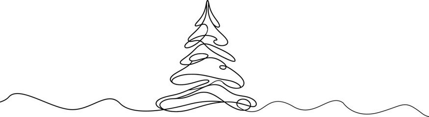 christmas tree one line drawing.merry christmas decoration continuous line.continuous line drawing o