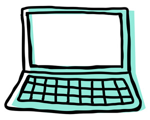 Wall Mural - green laptop png hand drawn icon