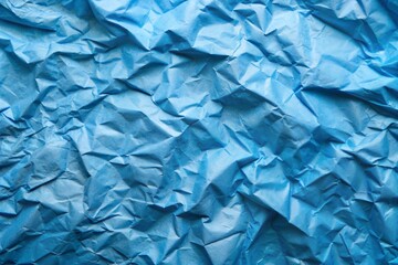 Poster - Blue crinkled tissue paper creating abstract textured background