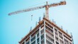 © ADD PHOTO - Towering Construction Site with Crane Erecting Modern High Rise Building
