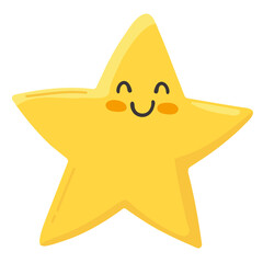 Wall Mural - Smiling star png sticker, cute illustration, transparent background