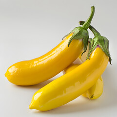 Wall Mural - Bright acid yellow eggplant , white backdrop