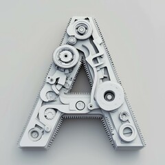 Wall Mural - 3D letter A with mechanism texture realistic modern design, soft lighting, white background. 