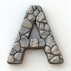 Wall Mural - 3D letter A with stone texture realistic modern design, soft lighting, white background. 