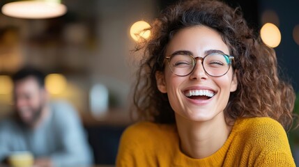 Wall Mural - A family enjoys a meal together, laughing and talking around the dinner table. The positivity and love between them create a warm, happy atmosphere