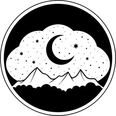 icon vector illustration night sky