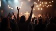 © TENTIP - Silhouette of people worshiping with raised hands in a church, illuminated by soft lights, creating a spiritual and uplifting atmosphere.