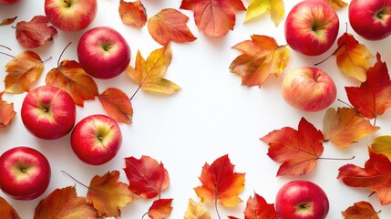 Sticker - Red Apples and Yellow Leaves