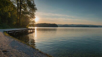 Sticker - View of Ammersee lake from southern Dießen in Bavaria