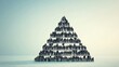 © Exnoi - A large abstract pyramid made of different layers, each layer formed by silhouettes of people working together, the gradual building of a strong foundation through collaboration
