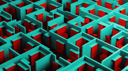 Wall Mural - a maze filled with office desks, with human figures wandering in and out, the challenges of retainin