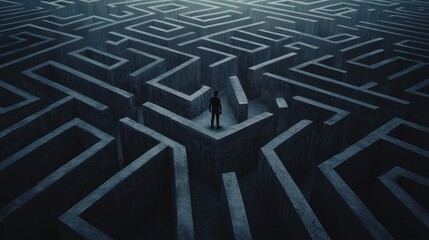 Wall Mural - a maze with no exit, where a figure is endlessly wandering, the cycle of burnout and feeling trapped