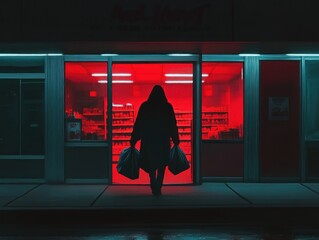 Poster - Nighttime Store Silhouette