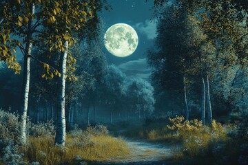 Wall Mural - full moon at night