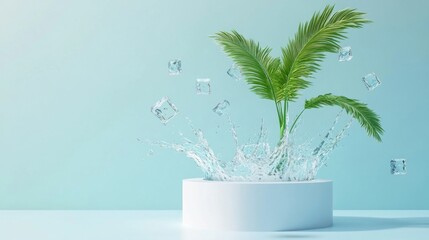 Sticker - Water Splash and Palm Leaf