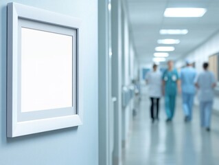 Poster - Blank Frame in Hospital Corridor