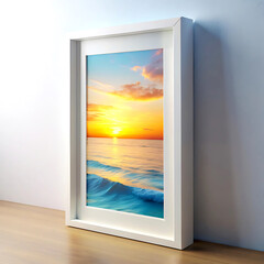 Canvas mock-up close up, 3d render, white Mock up frame